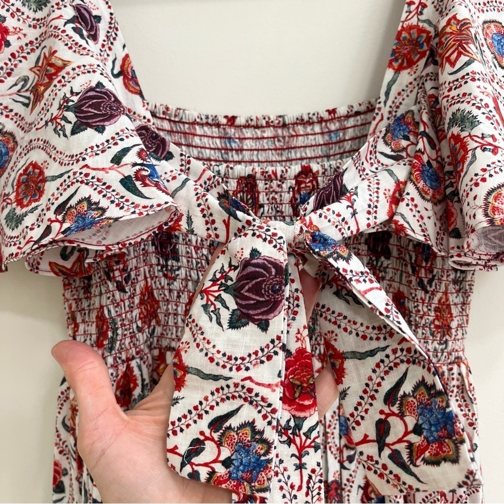 Sachin & Babi Danni Block Print Floral Square Neck Flutter Sleeve Maxi Dress 6 - Picture 8 of 12